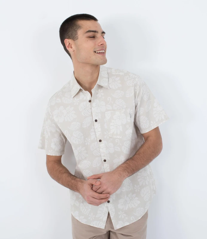 Hurley Mens One and Only Lido Stretch Shirt, Bone 2, S EU