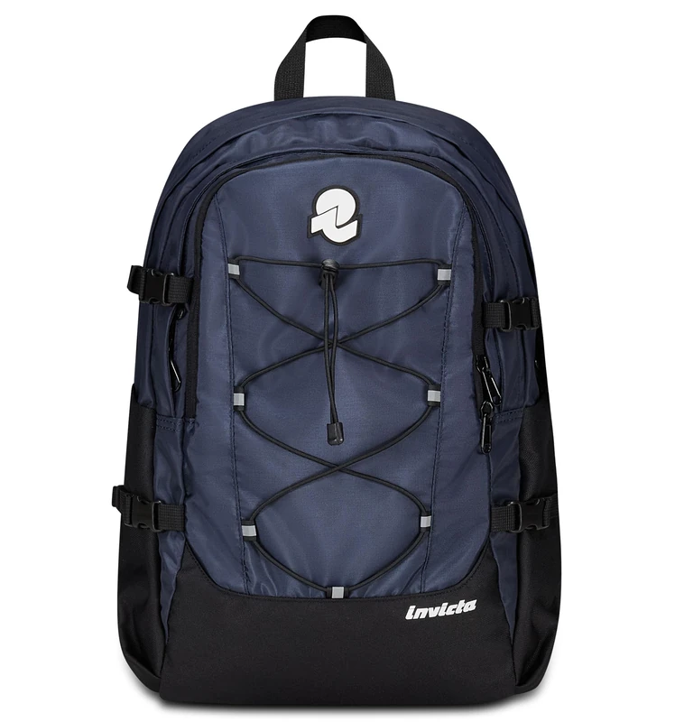 Invicta Act Plus Plain Office Backpack, Blue, Double Compartment with PC Pocket, Bottle Pocket, Organizer, Waist Strap, Chest Straps, Volume Adjustment, Work School Travel Backpack