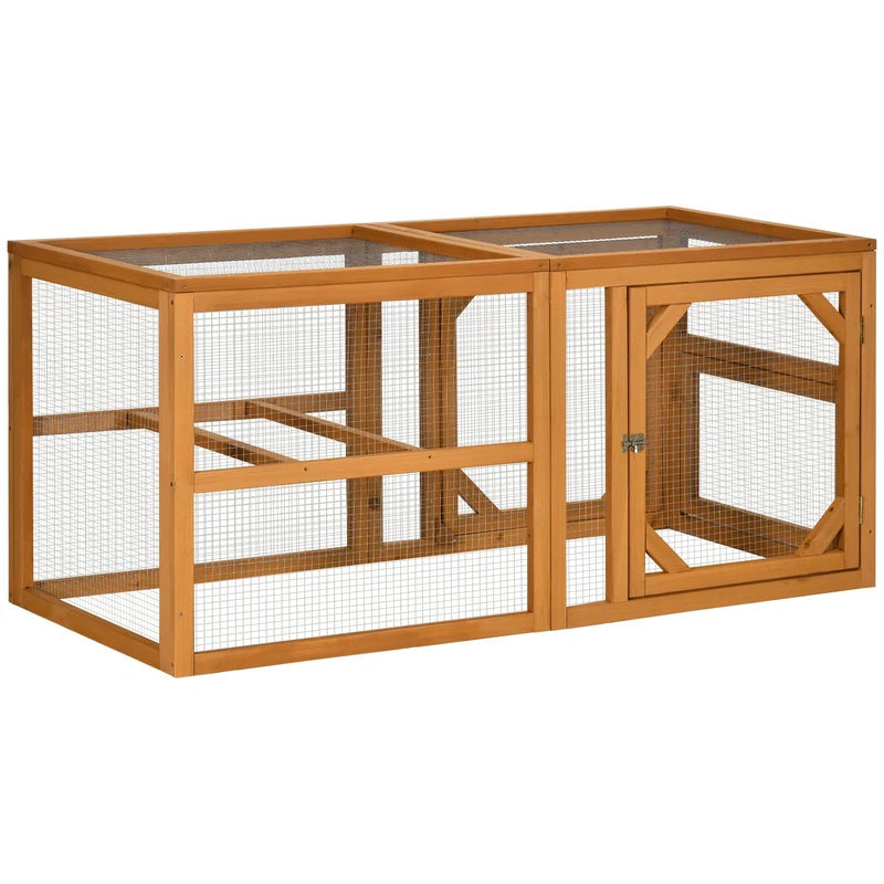 PawHut Wooden Chicken Coop w/Perches, Doors, for 2-4 Chickens