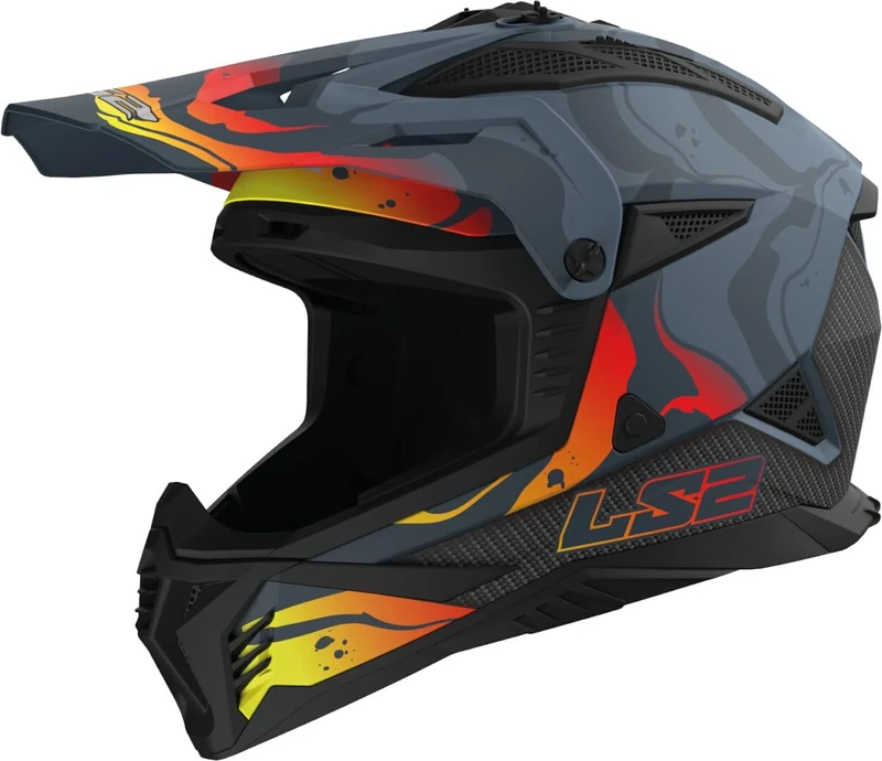 LS2 Off Road Motocross Motorcycle Helmet. MX708 FAST II - WASH Matt Dark Grey (XL) 61-62cm