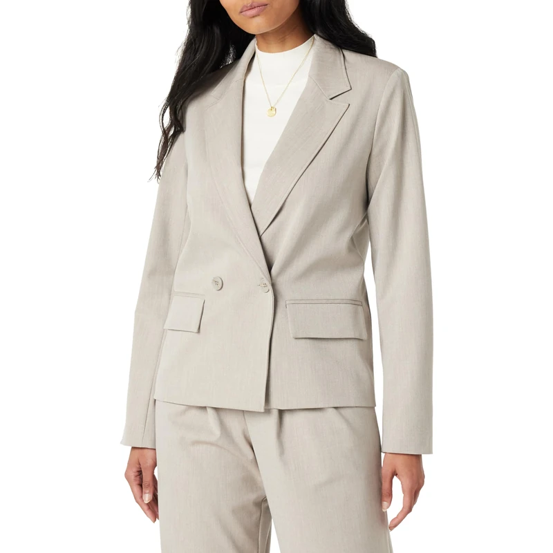 The Drop Women's Liza Relaxed Double-Breasted Blazer, Heather Cream, S