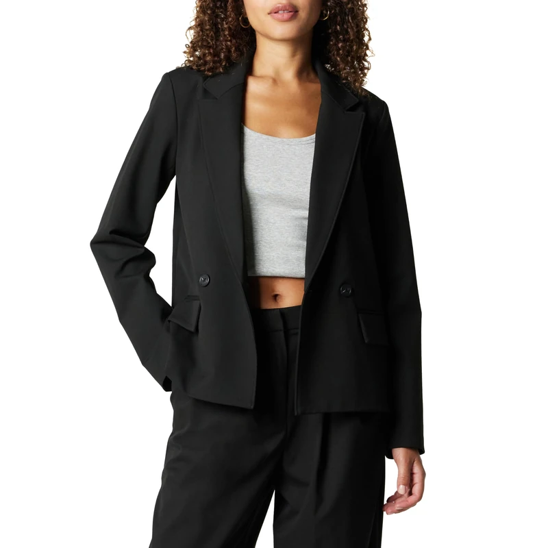 The Drop Women's Liza Relaxed Double-Breasted Blazer, Black, L