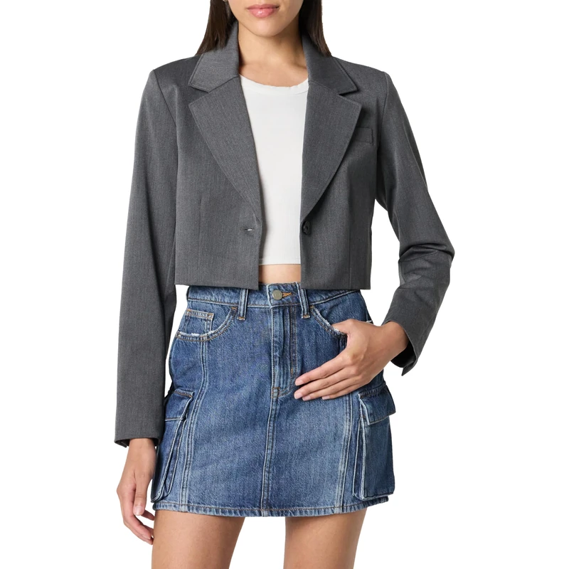 The Drop Women's Reims Cropped Blazer, Heather Grey, L