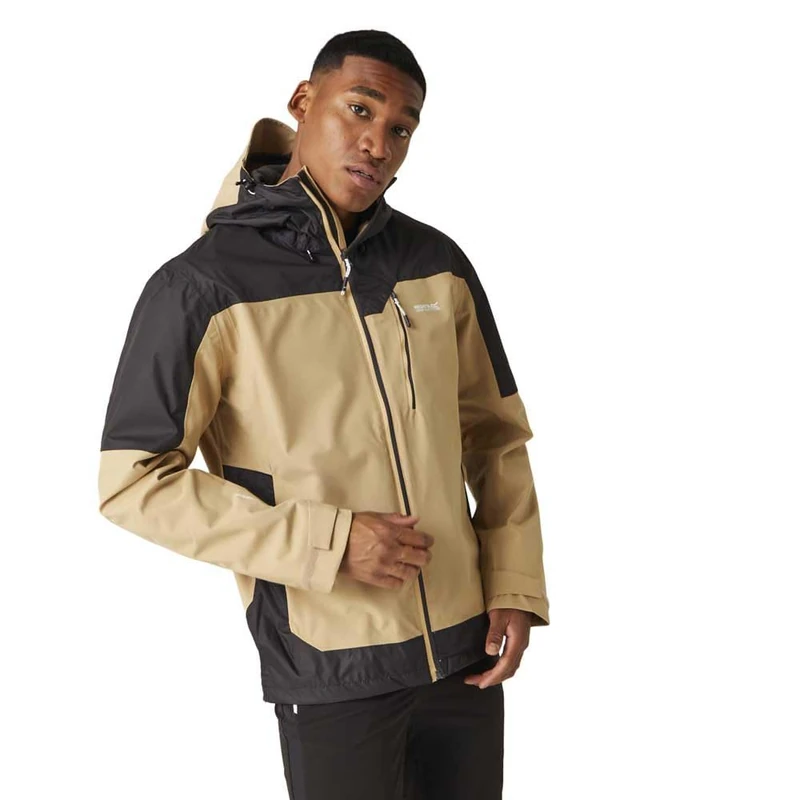 Regatta Men's Waterproof Jacket Highton Stretch III-Full Zip Waterproof Jacket, Oat/Ash, S, Oat/Ash, S