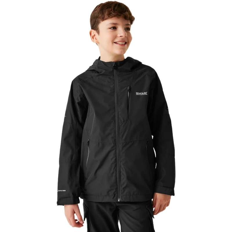 Regatta Boys' Waterproof Jacket, Calderdale III, Ages 5-6, Black