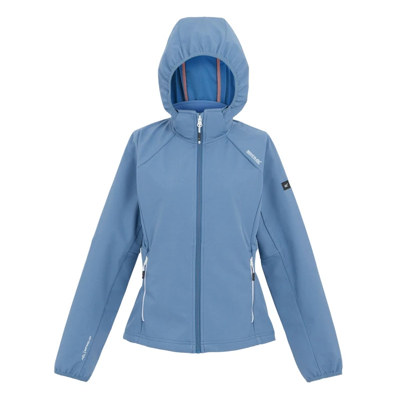 Regatta Bourda Women's Softshell Jacket with Hood and Full Zip, Coronet Blue (White), 10