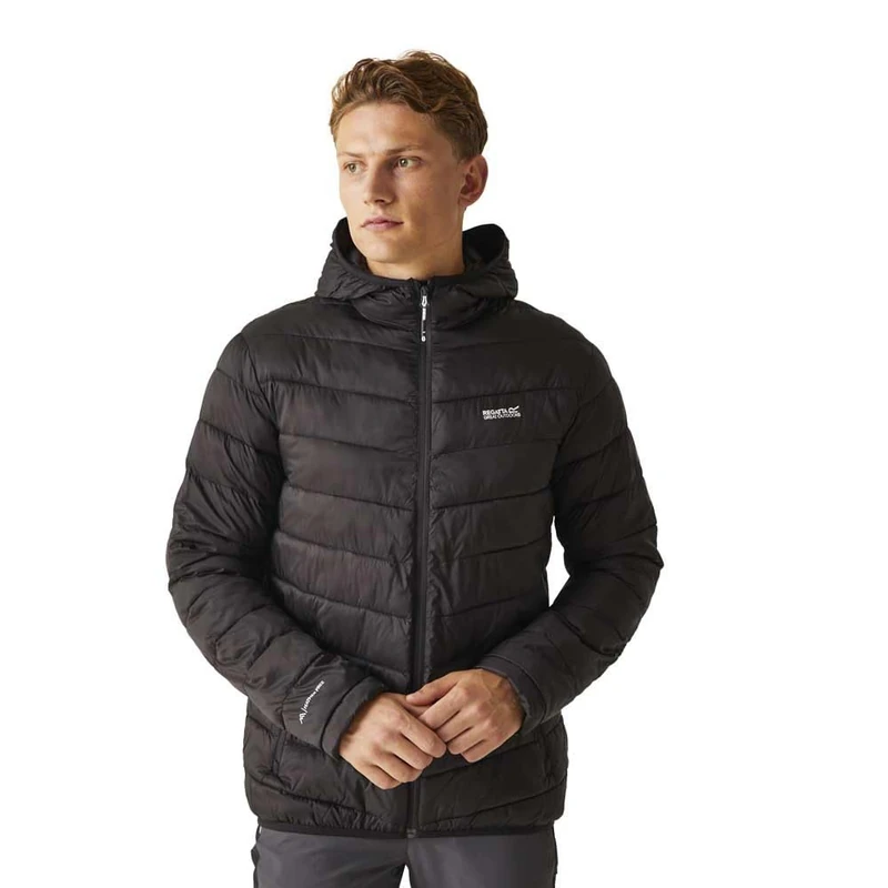 Regatta HillPack II Packaway Men's Quilted Hooded Jacket, Black/White, S
