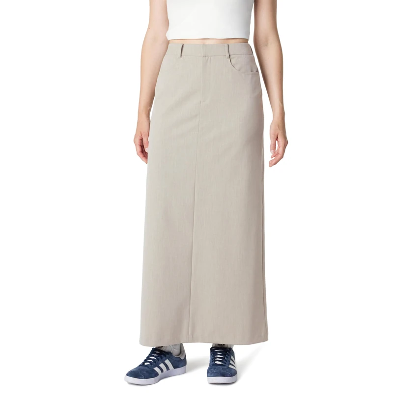 The Drop Women's Denis Woven Long Column Skirt, Heather Cream, L