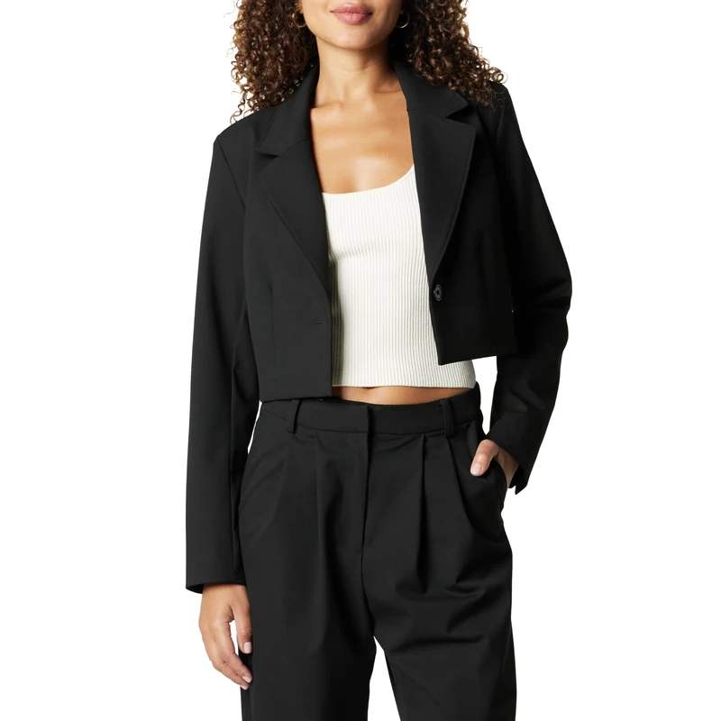 The Drop Women's Reims Cropped Blazer, Black, 4X, Plus Size