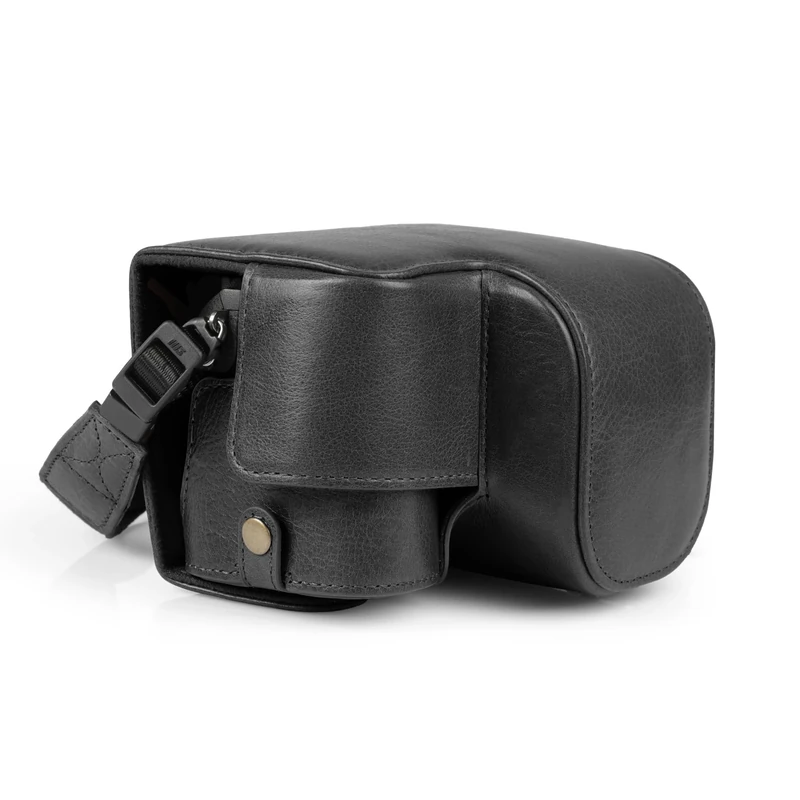 MegaGear Genuine Leather Camera Case for Sony Alpha a6700 (16-50mm) - Stylish and Protective (Black)