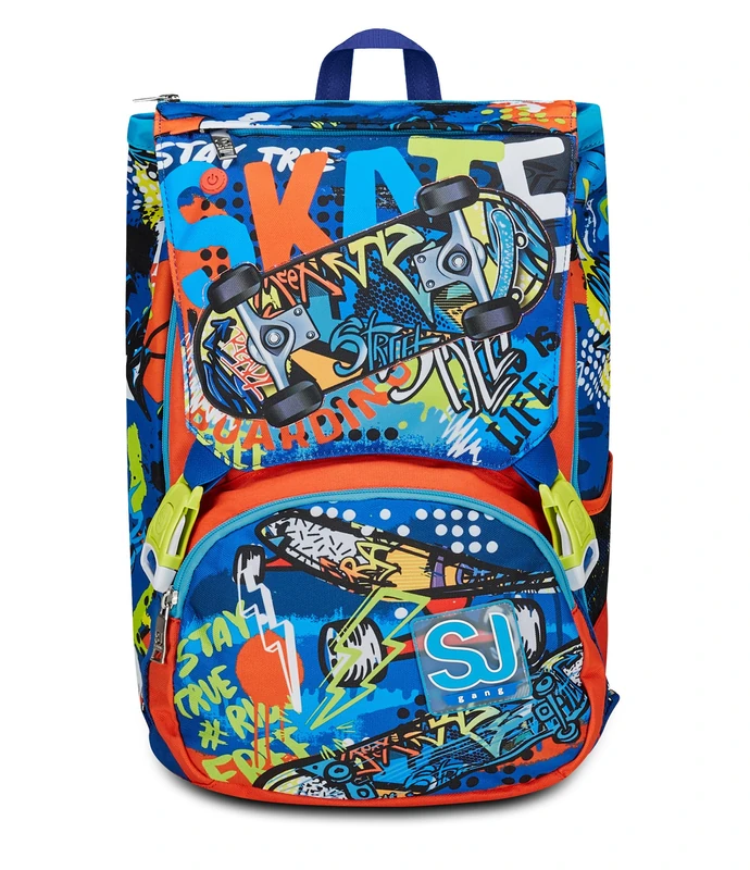 SJ Gang Expandable School Backpack, Blue, TrickyLed, Double Compartment Backpack Extensible Through Side Zips, Bottle Pocket, Elementary School Backpack, Child Backpack, blue, Taglia unica, Rucksack