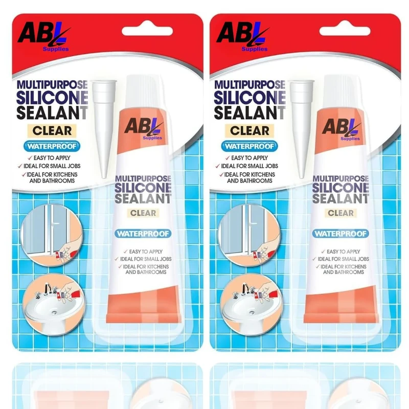 Clear Silicone Sealant | Multipurpose Waterproof Silicone Sealant CLEAR | Transparent Bathroom & Kitchen silicon sealant x 2 70g Tubes