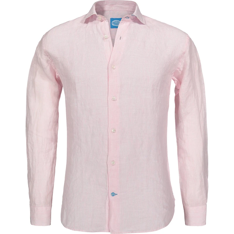 Panareha Men's Striped Linen Shirt Phuket Pink (XXL) - Image 1
