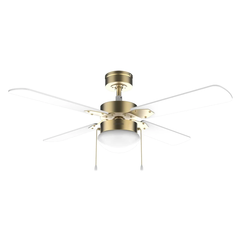 Cecotec - Ceiling Fan with EnergySilence Aero 450 GoldWhite Light - 50 W, Diameter 106 cm, Integrated Lamp, 3 Speed, 4 Reversible Blades, Summer/Winter Mode