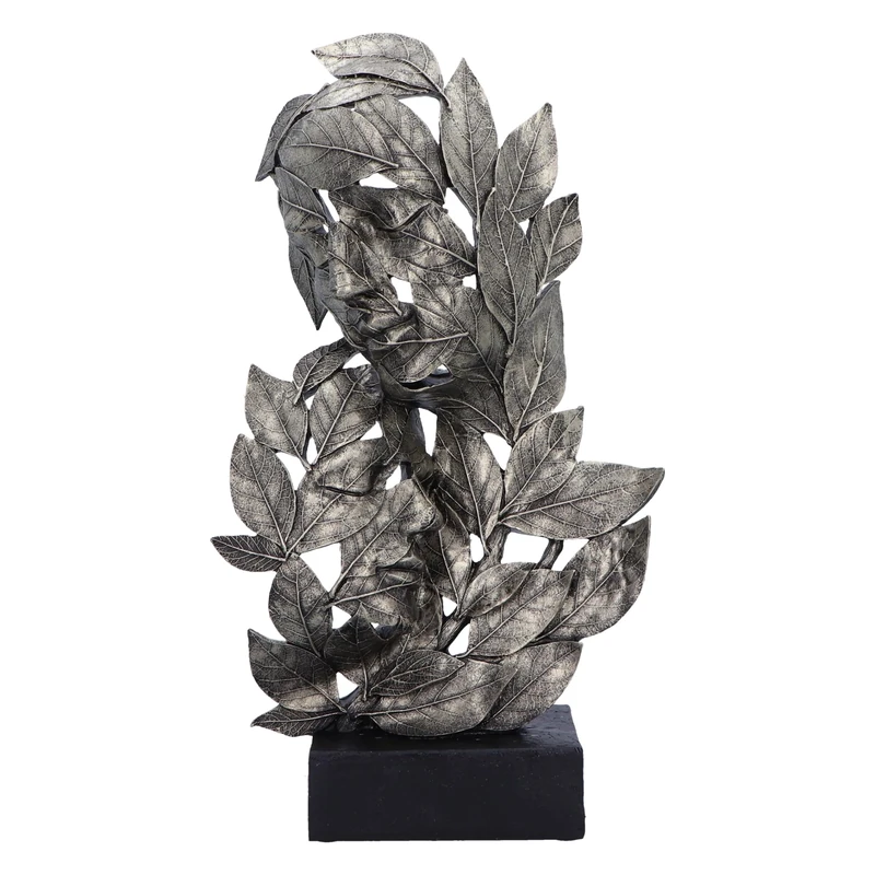 Nemesis Now Natural Emotion - Embrace 38cm, Resin, Silver, Mother & Child Leaves Sculpture, Baby Shower, For Nature & Art Lovers, Cast in the Finest Resin, Expertly Hand-Painted