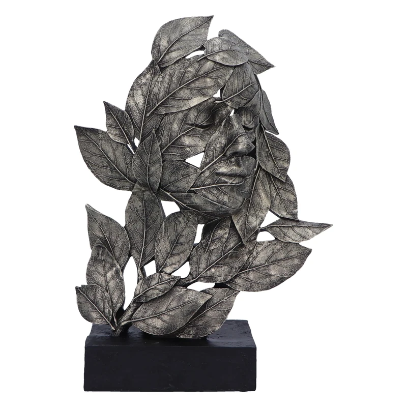 Nemesis Now Natural Emotion - Peace 32cm, Resin, Silver, Face in Leaves Nature Sculpture, Birthday, Ideal For Nature & Art Lovers, Cast in the Finest Resin, Expertly Hand-Painted