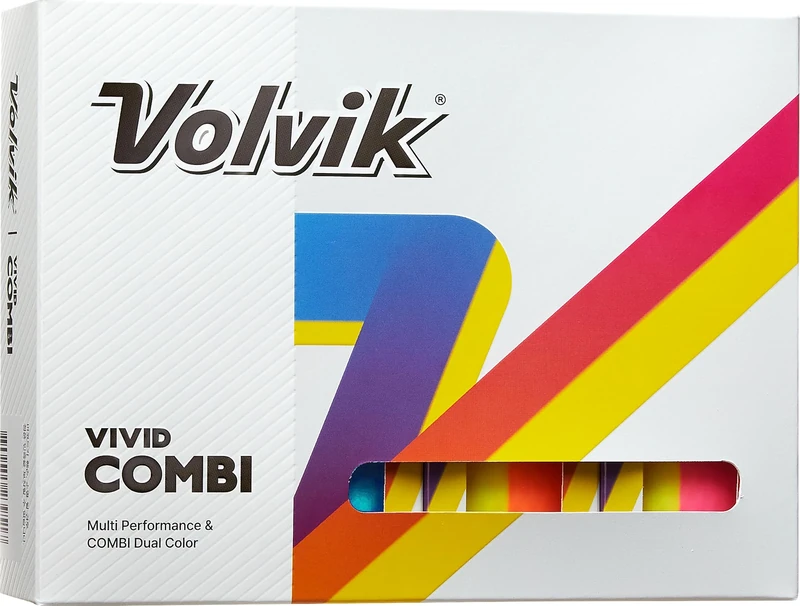 Volvik Vivid Combi Dual Colour High Visability with Easy Alignment Distance Balls Dozen (Pack of 12)