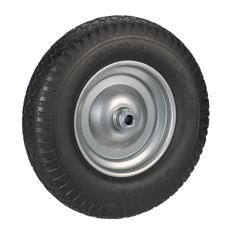 Relaxdays Wheelbarrow Wheel, Size 4.00-8, Profiled Rubber, Steel, Handtruck Tyre, Puncture-Proof, 100kg Load, Black/Grey, 4-8