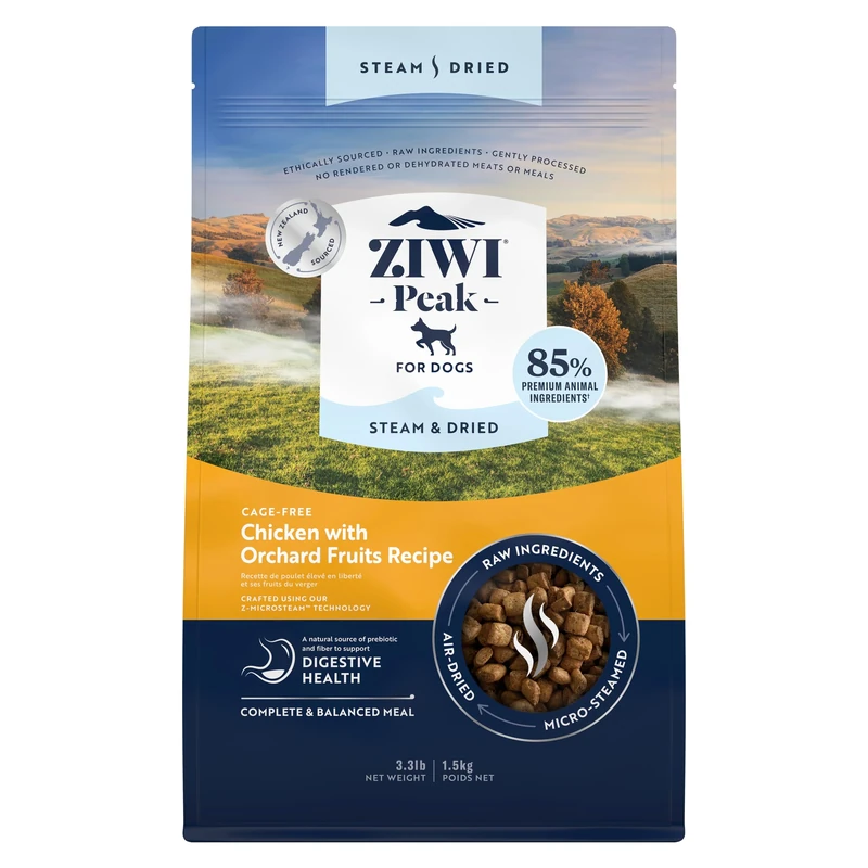 ZIWI Peak Steam & Dried Cage-free Chicken with Orchard Fruits, 1.5 kg - High Protein, Grain Free Dog Food Dry, Raw Dog Food Alternative - Image 1
