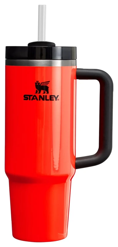STANLEY Quencher H2.0 FlowState Stainless Steel Vacuum Insulated Tumbler with Lid and Straw for Water, Iced Tea or Coffee, Smoothie and More, Neon Orange, 30 OZ, 10-12551-030
