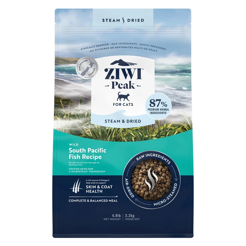 ZIWI Peak Steam & Dried Wild South Pacific Fish, 2.2 kg - Natural, High Protein Cat Food Dry, Raw Alternative & Grain Free Complete Dry Cat Food