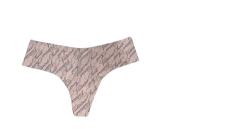 Victoria's Secret No Show Thong Panty/Underwear Color Pink Script New, Pink Script, L
