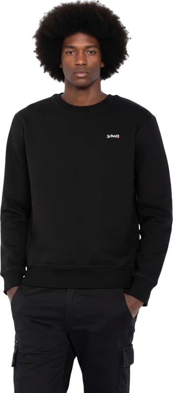 Schott NYC Men's Swcasual1 Sweatshirt, Black, Medium