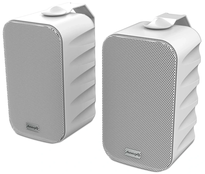 Audibax Delta 52 BT White Pair of Bluetooth Speakers – High-Performance Active Wall Speakers – Bluetooth Compatible – High Frequency Range (80Hz-20kHz) – Surround Sound
