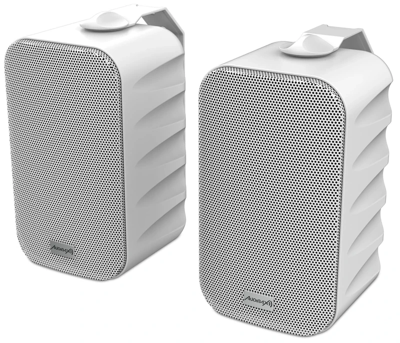 Audibax Delta 32 BT White Pair of Bluetooth Speakers – High-Performance Active Wall Speakers – Bluetooth Compatible – High Frequency Range (100Hz-20kHz) – Surround Sound