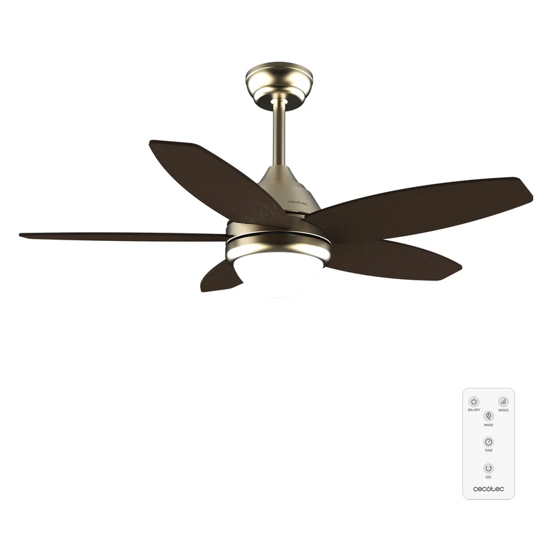 Cecotec - Ceiling Fan with EnergySilence Aero 4200 GoldDarkWood Light - 53 W, Diameter 106 cm, 3-Tone LED Lamp, Timer, 3 Speed, 5 Blades, Summer/Winter Mode