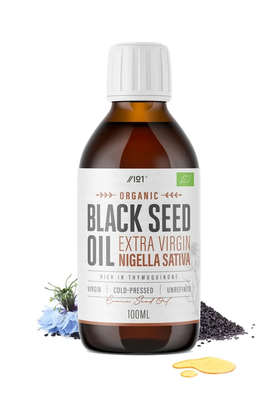 Organic Black Seed Oil 100ml – Cold & Freshly Pressed – Up to 5X% Strength Thymoquinone – 100% Pure Extra Virgin Cumin Black Seed Oil - By Alpha01