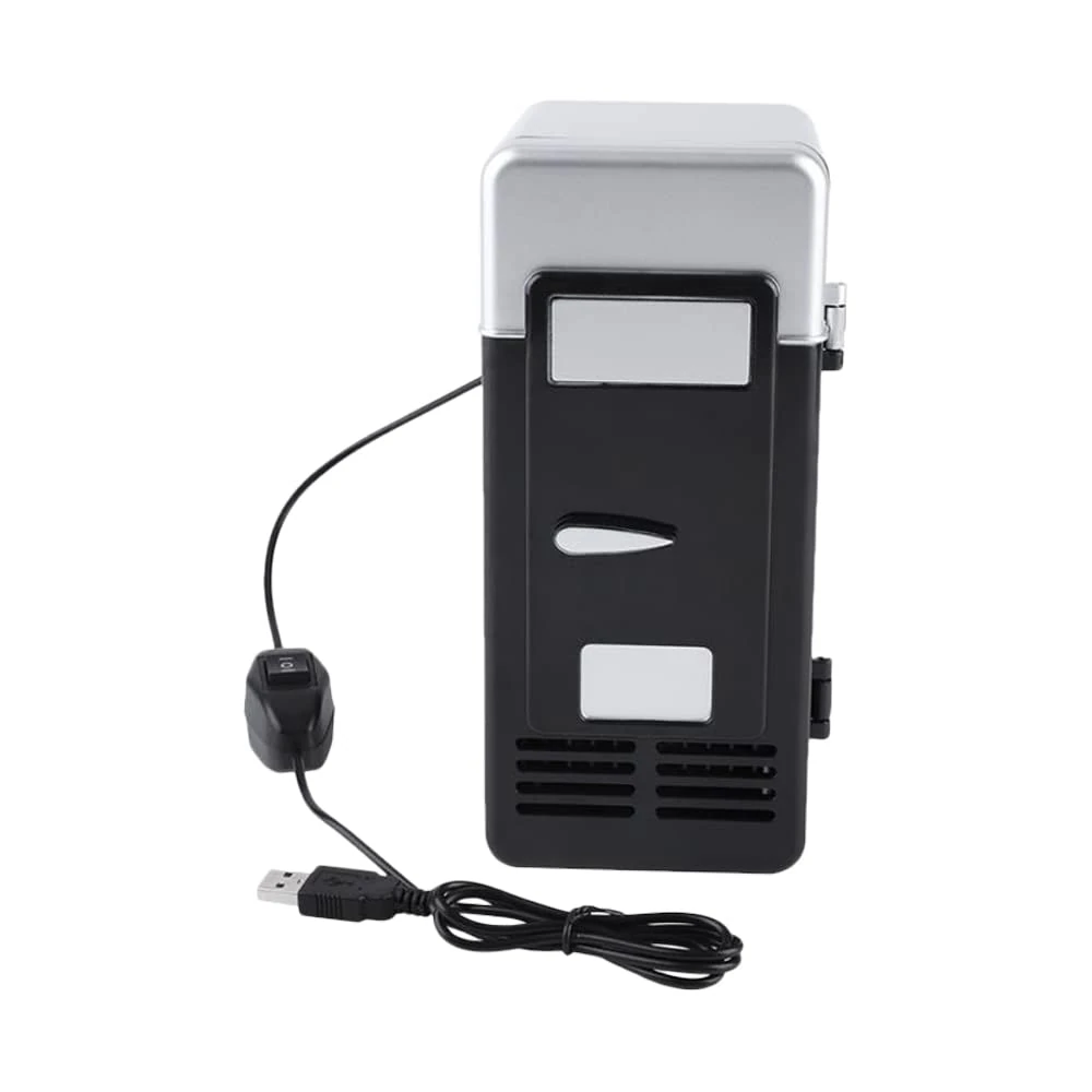 MASO Mini Fridge Portable Cooler and Warmer Portable LED Mini USB Refrigerator, 5V 10W USB Mini Fridge Refrigerator with LED Light Energy Saving Mini Car Refrigerator for Bedroom Car, Black