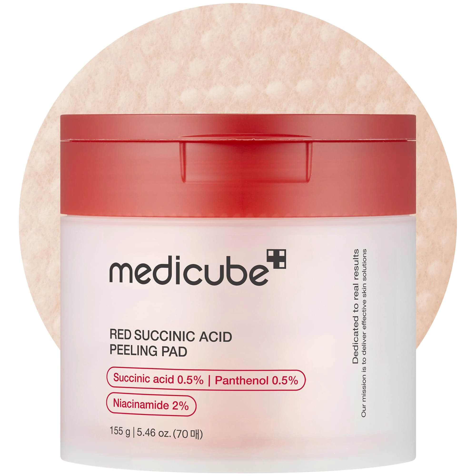 medicube Red Succinic Acid Panthenol Facial Peeling Pads - Exfoliating Toner Pads for Breakout-Prone Skin with Niacinamide, AHA, BHA, and Soothing Panthenol - Non-Comedogenic