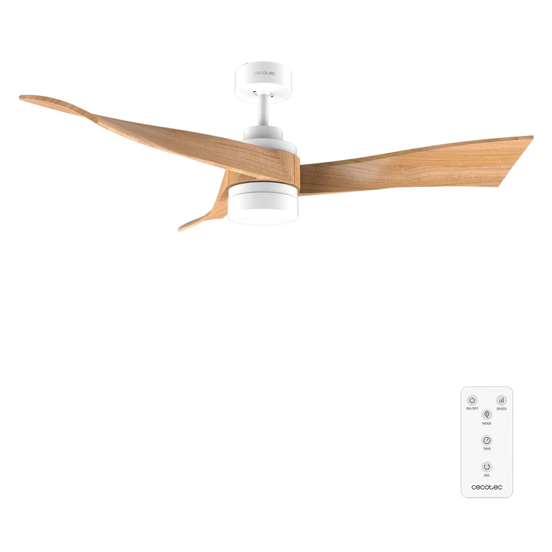 Cecotec Ceiling Fans EnergySilence Aero 5280 WhiteWood - 40W Dc Motor, Diameter 132Cm, Led Light, Remote Control, Timer Up To 8 Hours, 6 Spees, Summer/Winter, Stylish Design