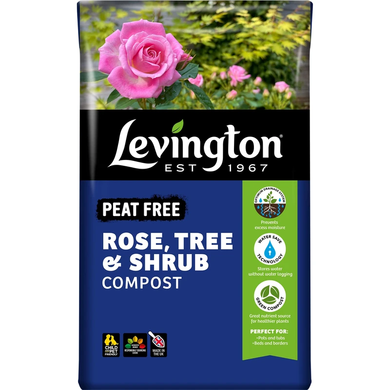 Levington PEAT FREE Rose, Tree & Shrub Compost, 50 litre