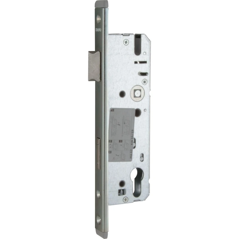KFV Tubular Frame Lock 49PZW, Door Lock Mortice Lock Safety Lock, Saw Protection Steel Pins, Galvanised Diameter 45 mm, Distance 92 mm, Latch Exclusion 20 mm