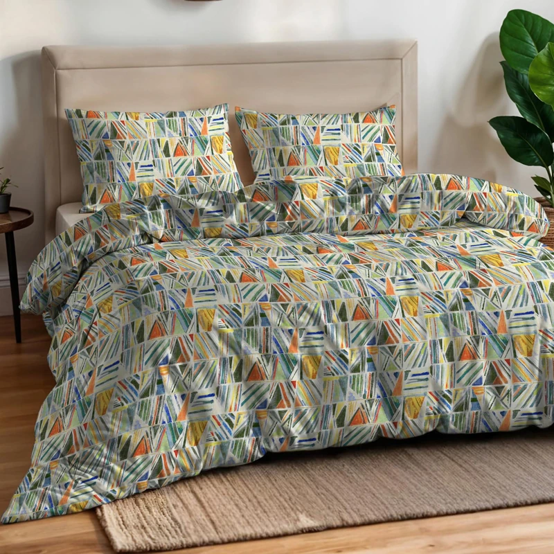 Italian Bed Linen AURORA Duvet Cover Set, Digital Print, Double, Bajo