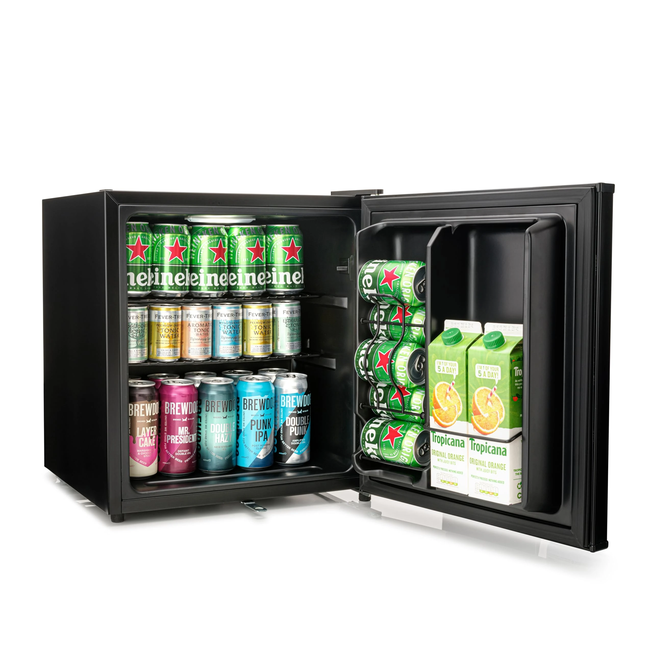 Subcold Cave50 LED Solid Door Beer Fridge for Wine & Drinks | Mini Fridge Chiller with Can Dispenser | Lockable Mini Fridge for Bedrooms Quiet | Small Fridge Frost-Free Larder (Black) (Renewed)