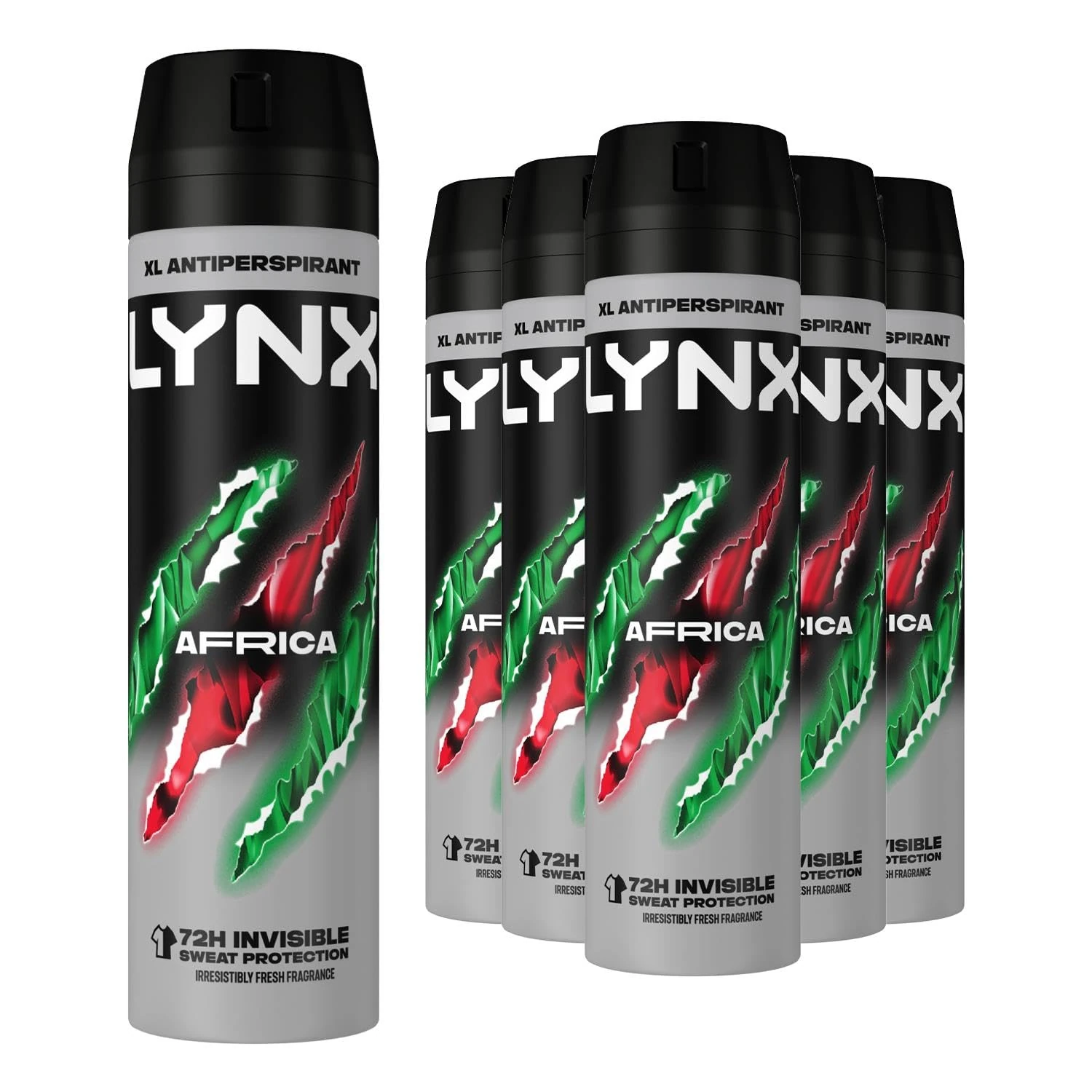 Lynx XL Antiperspirant Africa The G.O.A.T. of Fragrance 72 Hour Protection From Odour and Sweat with the Unique Scent Masculine Deodorant for Men, 200ml Pack of 6