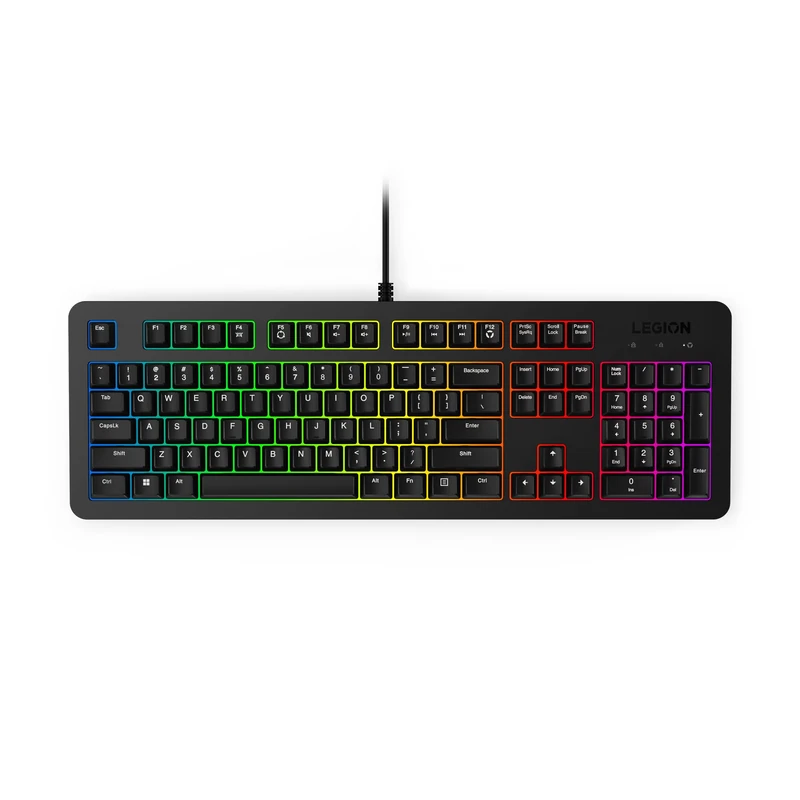 Lenovo Legion K310 RGB Wired Gaming Keyboard - Ultra-Fast Reaction Time with Tactile Keys, Quiet Key Membrane Switches, Silent Operation, RGB Illumination - Water Resistant & Compact Design
