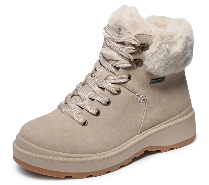 Skechers Women's Park City Boots, Natural Duraleather/Faux Fur, 4.5 UK