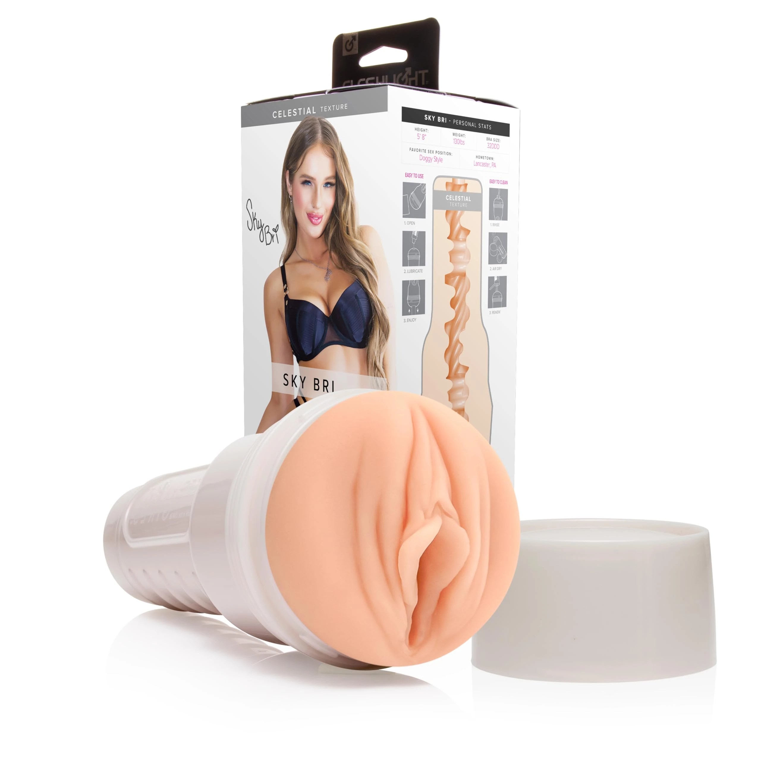 Fleshlight Male Sex Toys Sky Bri – The Number One Male Masturbator Sex Toys for Men with Our Fleshlight SuperSkin Pocket Pussy Technology