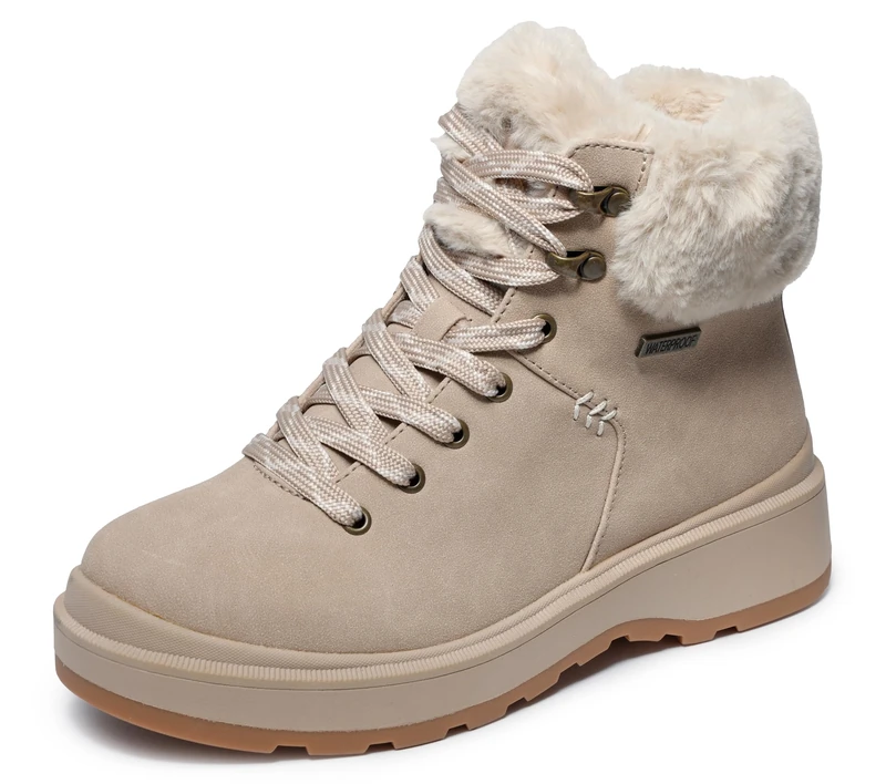 Skechers Women's Park City Boots, Natural Duraleather/Faux Fur, 5 UK