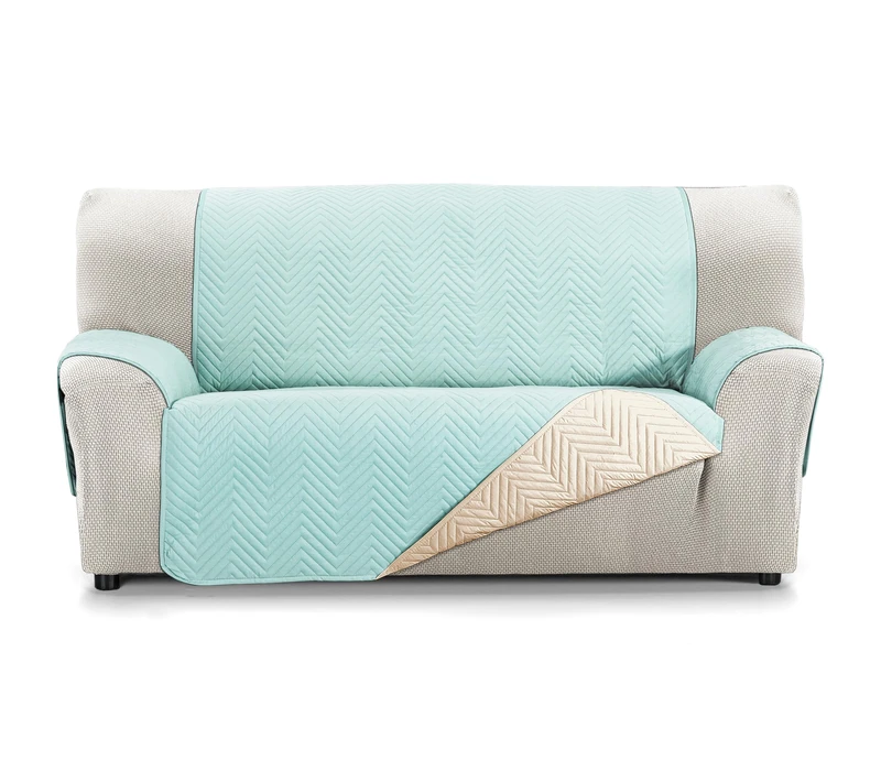 Martina Home Milano Sofa Cover Protector, Quilted Reversible 3 Seater XL Aqua/Beige