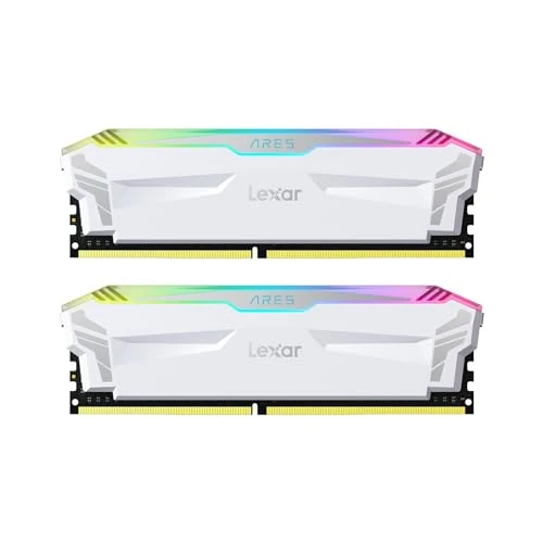 Lexar ARES RGB DDR4 RAM 32GB Kit (2x16GB) 4000MHz, DRAM 288-Pin U-DIMM Desktop PC Memory, Gaming High Performance Computer Memory Supports XMP 2.0, CL18-22-22-42, 1.4V, White (LD4EU016G-R4000GDWA)