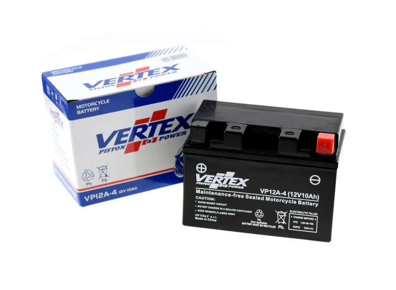 Vertex VP12-A-4 Sealed AGM Motorcycle/Powersport Battery, 12V, 10Ah, CCA (-18) 175, Replaces: CT12A-BS, YT12A-BS Perfect battery for Motorcycle, ATV's, Personal Watercraft and Snowmobiles