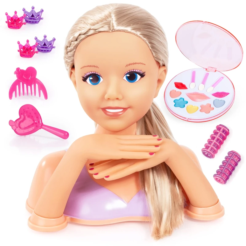 Bayer Design 90025AC hairdressing head, styling head, blond, with accessories, hands, 25 cm