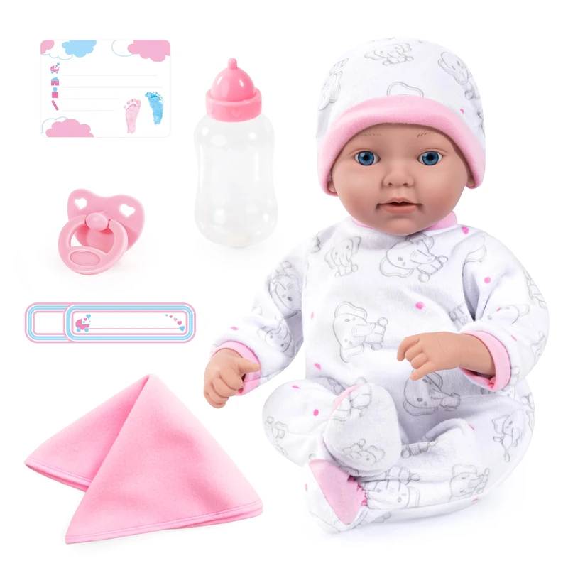 Bayer Design 93827AB Reborn baby doll, realistic, lifelike, new born, with dummy, bottle, blanket