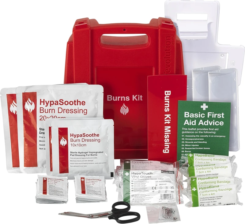 Safety First Aid Group Evolution Plus HypaSoothe Emergency Burns First Aid Kit, Large with Burns Gels and Dressings - for Home, Workplace, Workshop, Catering environments