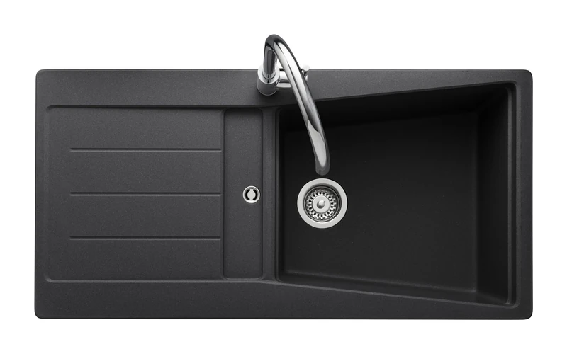 Rangemaster MIC1051AS/ MICA 1000500 1.0B ASH Black inc.Waste Sink and Tap